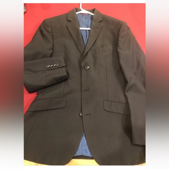 Billy London 42 BLACK Sport Coat Jacket PIN STRIPED 3 Button Front 29”Long mens - Picture 11 of 11